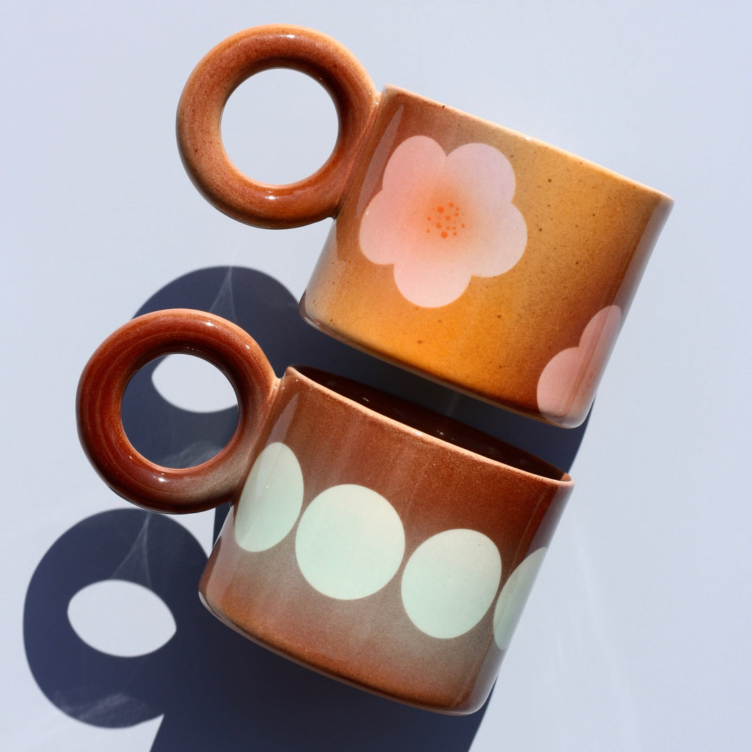 Kubek Gradient Western Dot brąz/mięta - 400 ml